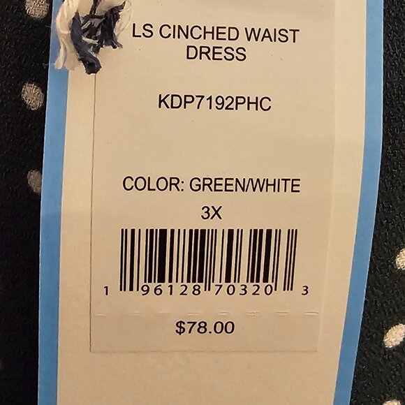 Draper James RSVP Green/White Long Sleeve Dress!  NWT! Size 3X - Picture 6 of 9